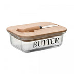 Glass Butter Dish with a Bamboo Lid  & Knife | Full House Lebanon