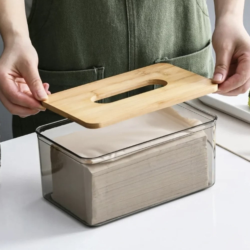 Tinted Tissue Box with Wooden Lid | Full House Lebanon