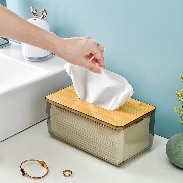Tinted Tissue Box with Wooden Lid | Full House Lebanon