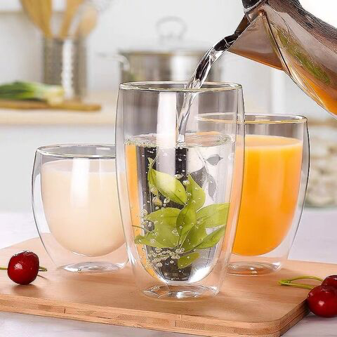 Double-Wall Glass Cup Set (2 Pcs) | Full House Lebanon