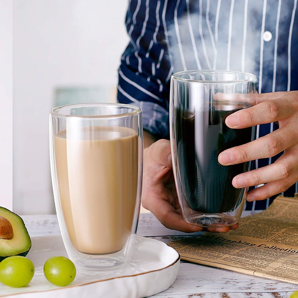 Double-Wall Glass Cup Set (2 Pcs) | Full House Lebanon