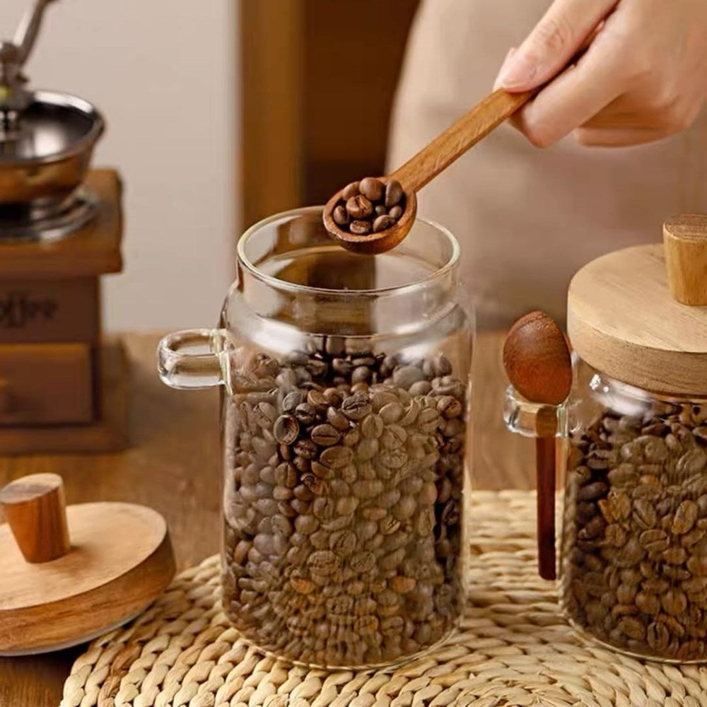 Glass Jar with Acacia Wood Lid & Spoon
