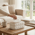 Embossed Plastic Tissue Box  with Wooden Lid | Full House Lebanon