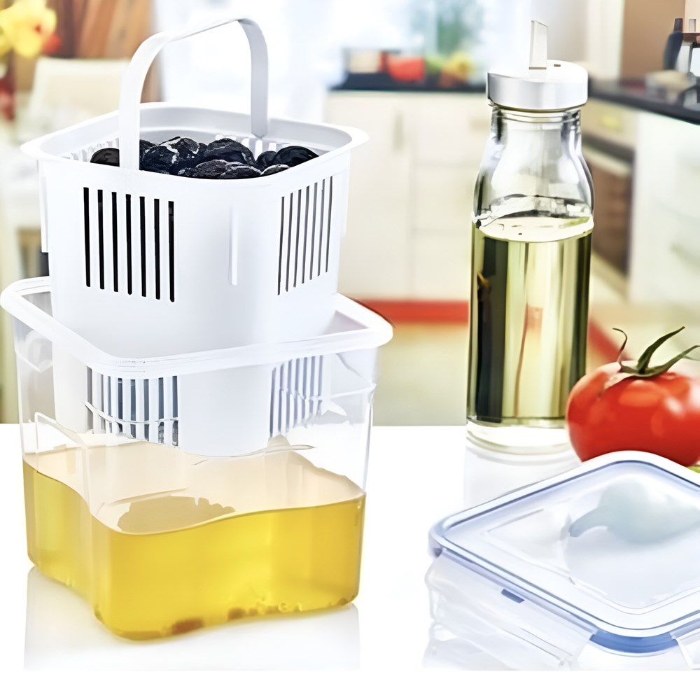 Airtight Olive Storage Container with a Strainer | Full House Lebanon