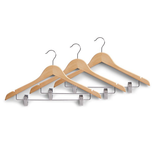Wooden Hanger with Clips Set (3 Pcs) | Full House Lebanon