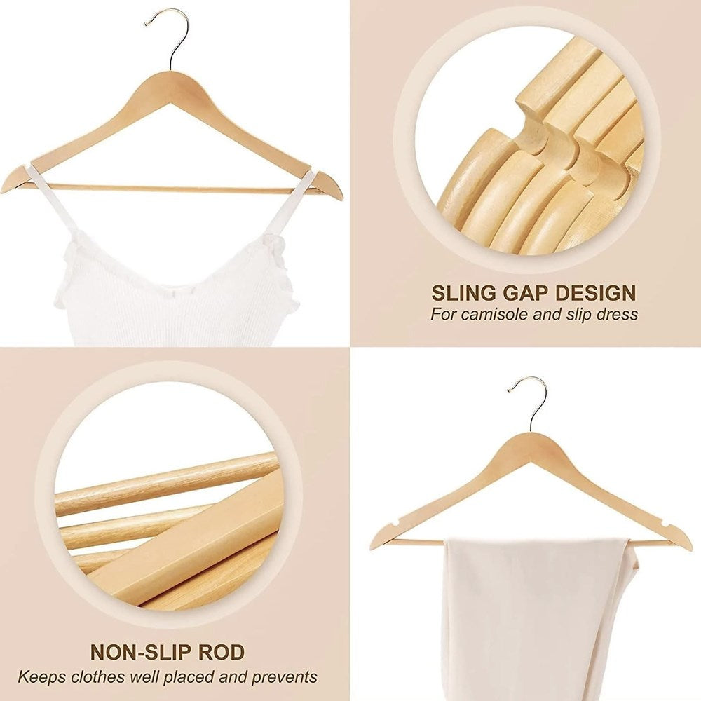Natural Wood  Clothes Hanger Set   (20 Pcs) | Full House Lebanon