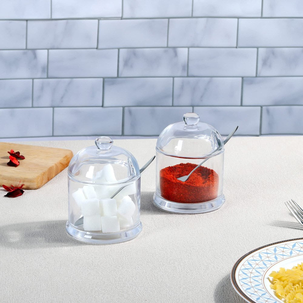 Glass Seasoning Jars with Acrylic Spoon Set (2 Pcs) | Full House Lebanon