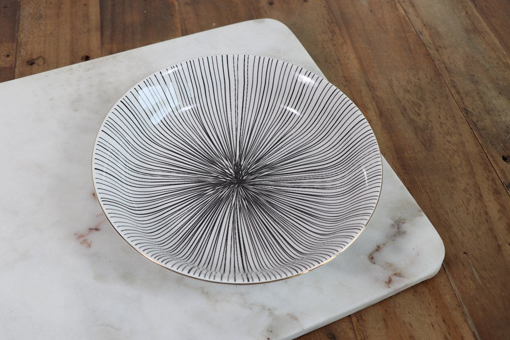 Black & White Dinnerware with Gold Trim - Bowl | Full House Lebanon