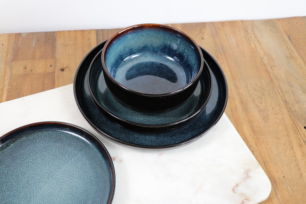 Ocean Blue & Black Dinnerware - Deep Plate | Full House Lebanon