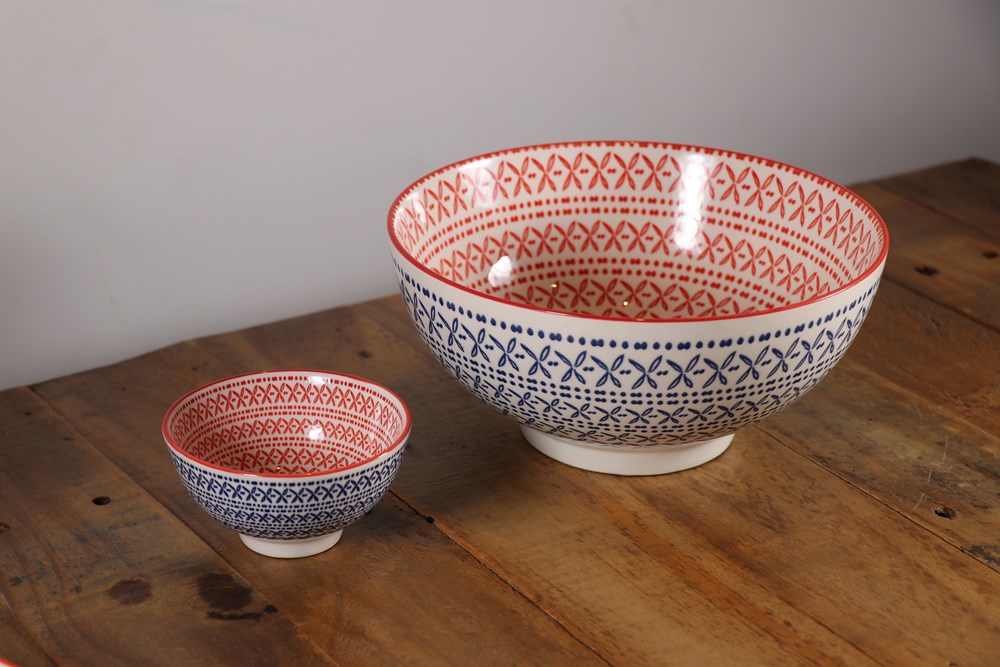 Navy & Orange Patterned Dinnerware - Bowl | Full House Lebanon