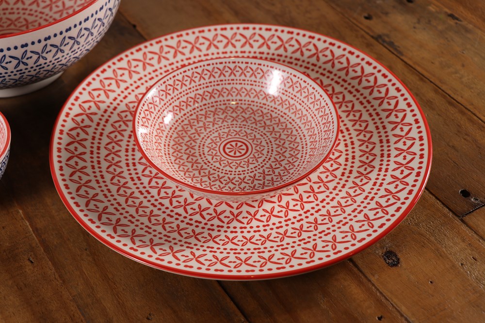 Navy & Orange Patterned Dinnerware - Dinner Plate | Full House Lebanon