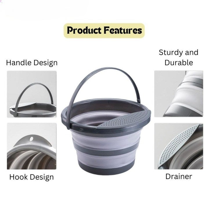 Collapsible Silicone Cleaning Bucket - 4 L, White | Full House Lebanon