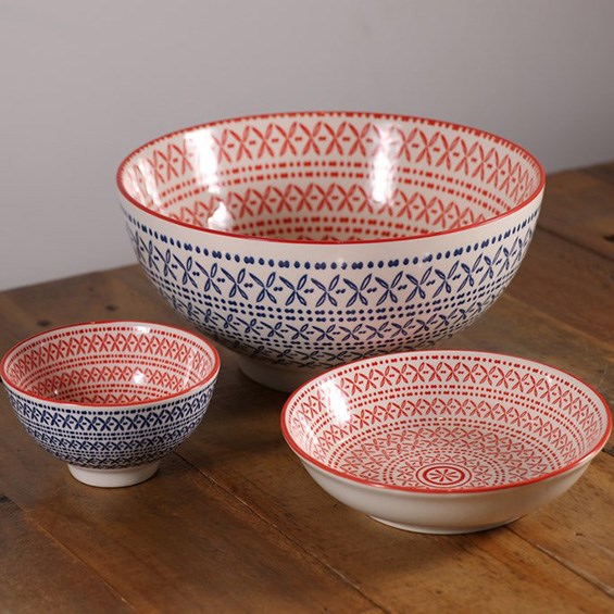 Navy & Orange Patterned Dinnerware - Deep Plate | Full House Lebanon