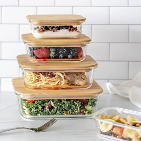 Rectangular Bamboo-Lid Food Containers - Large | Full House Lebanon