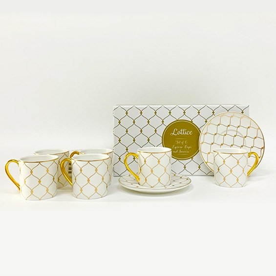Rosanna Lattice Espresso Cup & Saucer Set (6 Pcs) | Full House Lebanon