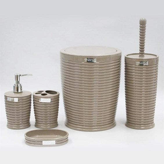 Round Striped Bathroom Set (5pcs) - Beige | Full House Lebanon