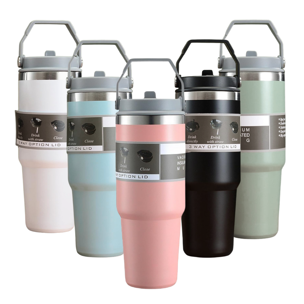 Vacuum Insulated Bottle with Straw - Peach | Full House Lebanon