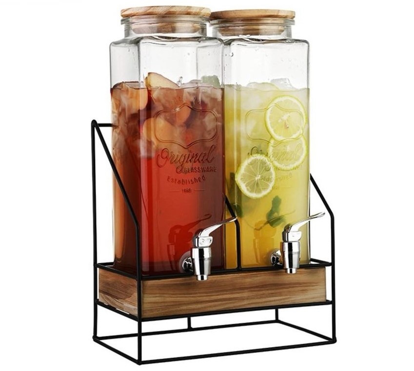 Glass Dispenser with Wooden Base | Full House Lebanon