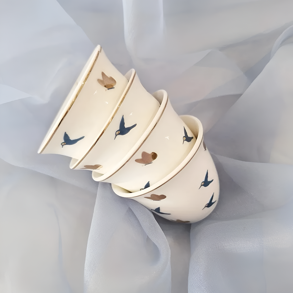 La Table Élégante Shaffeh Coffee Cup (Half a Dozen) - Rose Gold Flower | Full House Lebanon