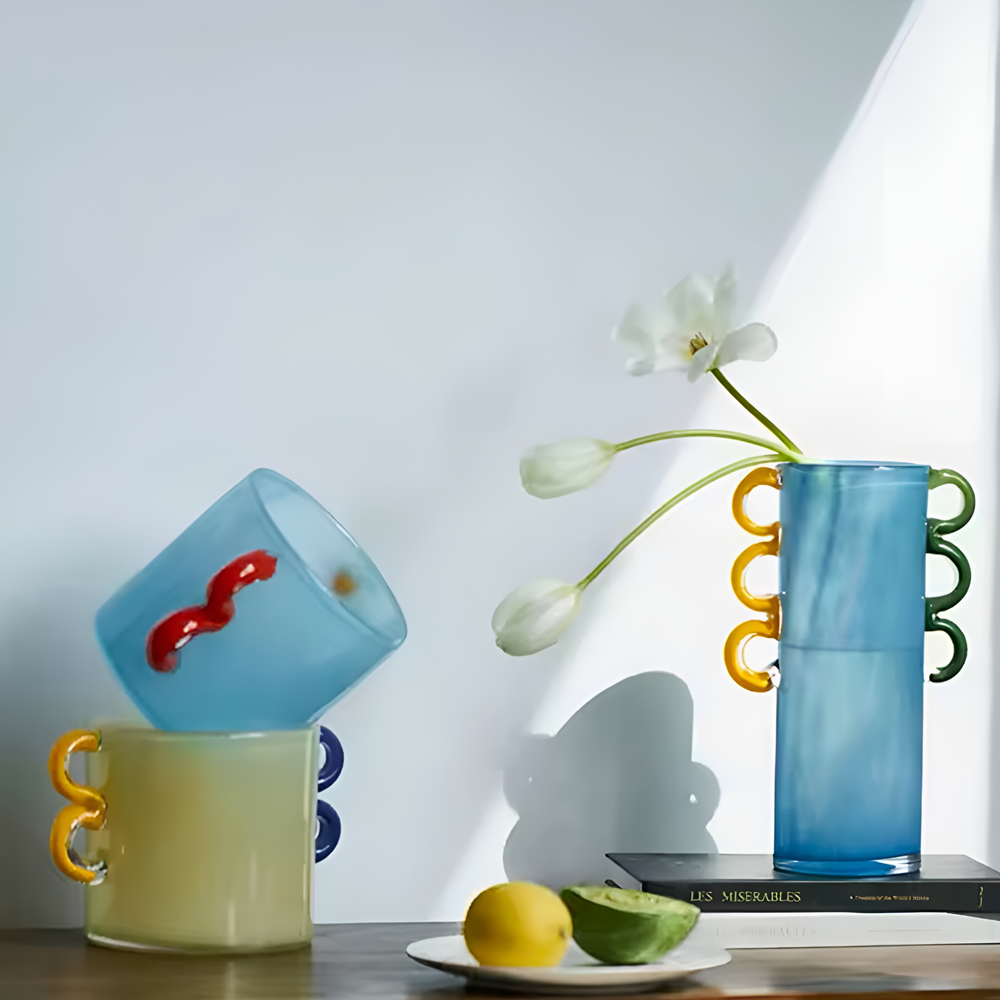 Colorful Glass Vases - Small, Yellow | Full House Lebanon