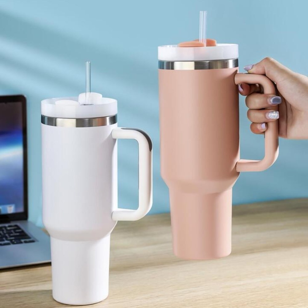 Insulated Tumbler with Straw - Light Pink | Full House Lebanon