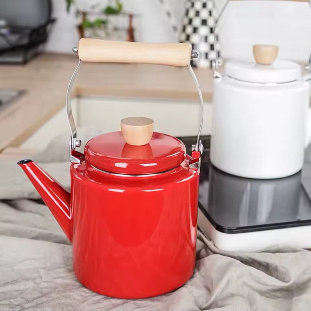 Enamel Tea Kettle - Red | Full House Lebanon