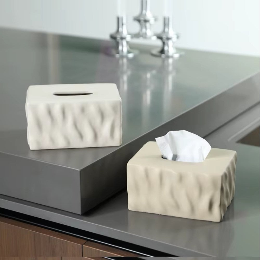 Ceramic Tissue Box - Off White | Full House Lebanon