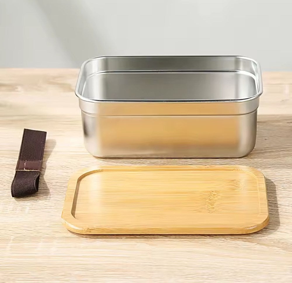 Stainless Steel Lunch Box with Bamboo Lid | Full House Lebanon