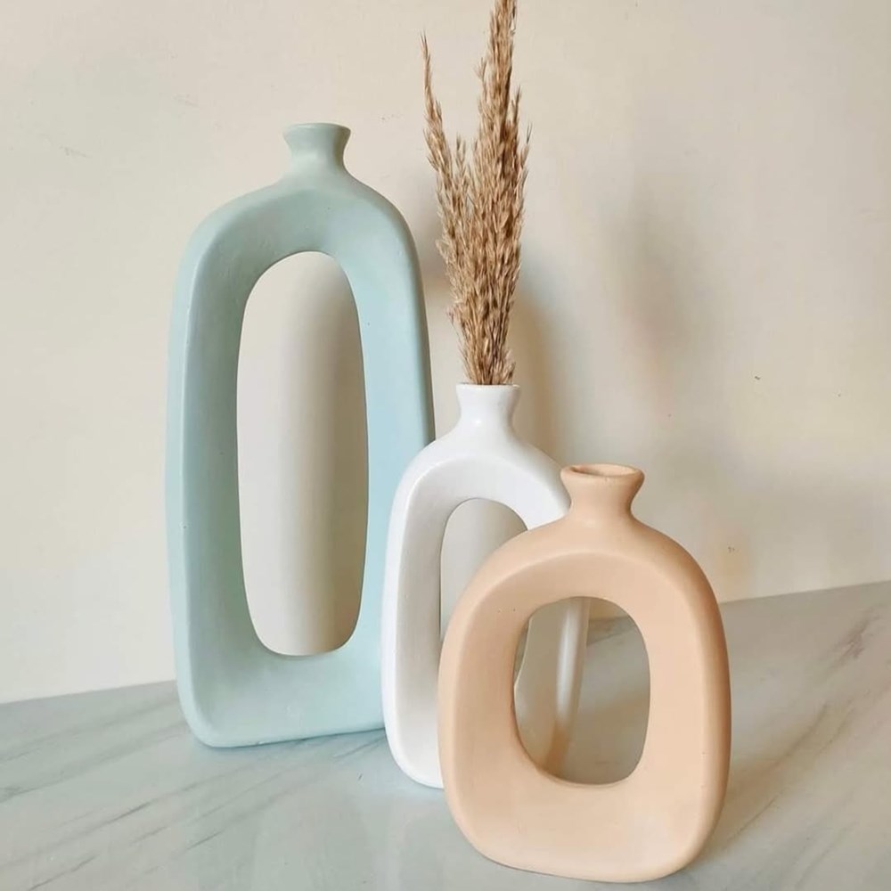 Minimalist Open-Frame Vase - Small, Olive Green | Full House Lebanon
