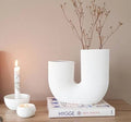 U-Shaped Ceramic Vase - Small, Grey | Full House Lebanon