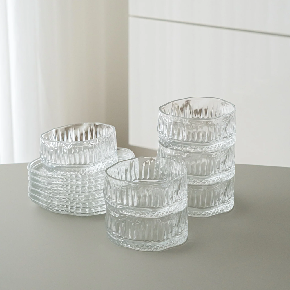 Glass Dessert Bowl & Saucer Set – 12 Pieces | Full House Lebanon