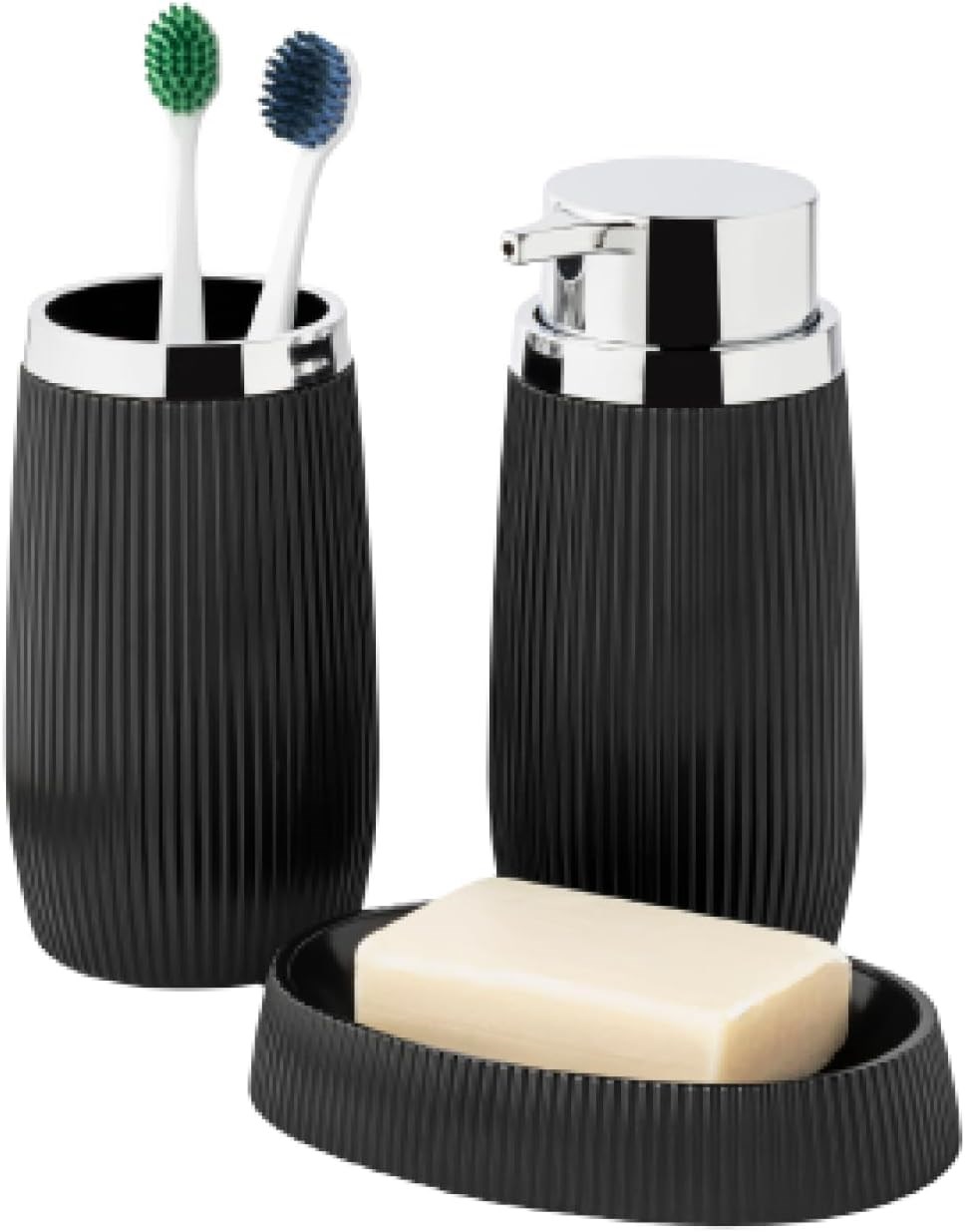 Oval Striped Soap Dish - Black | Full House Lebanon