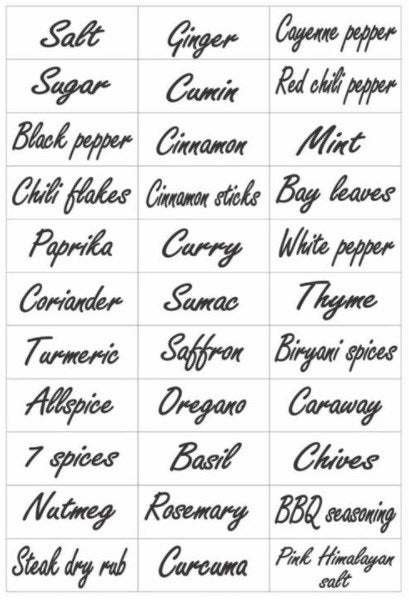 Spice Labels - Rectangular - White | Full House Lebanon