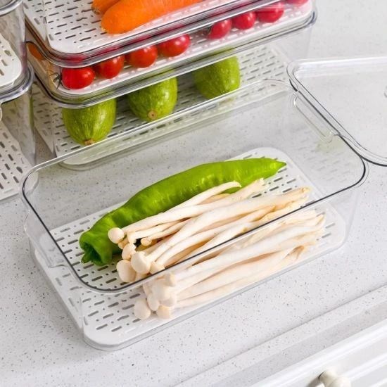 Acrylic Stackable Fridge Organizer with Strainer - Large | Full House Lebanon