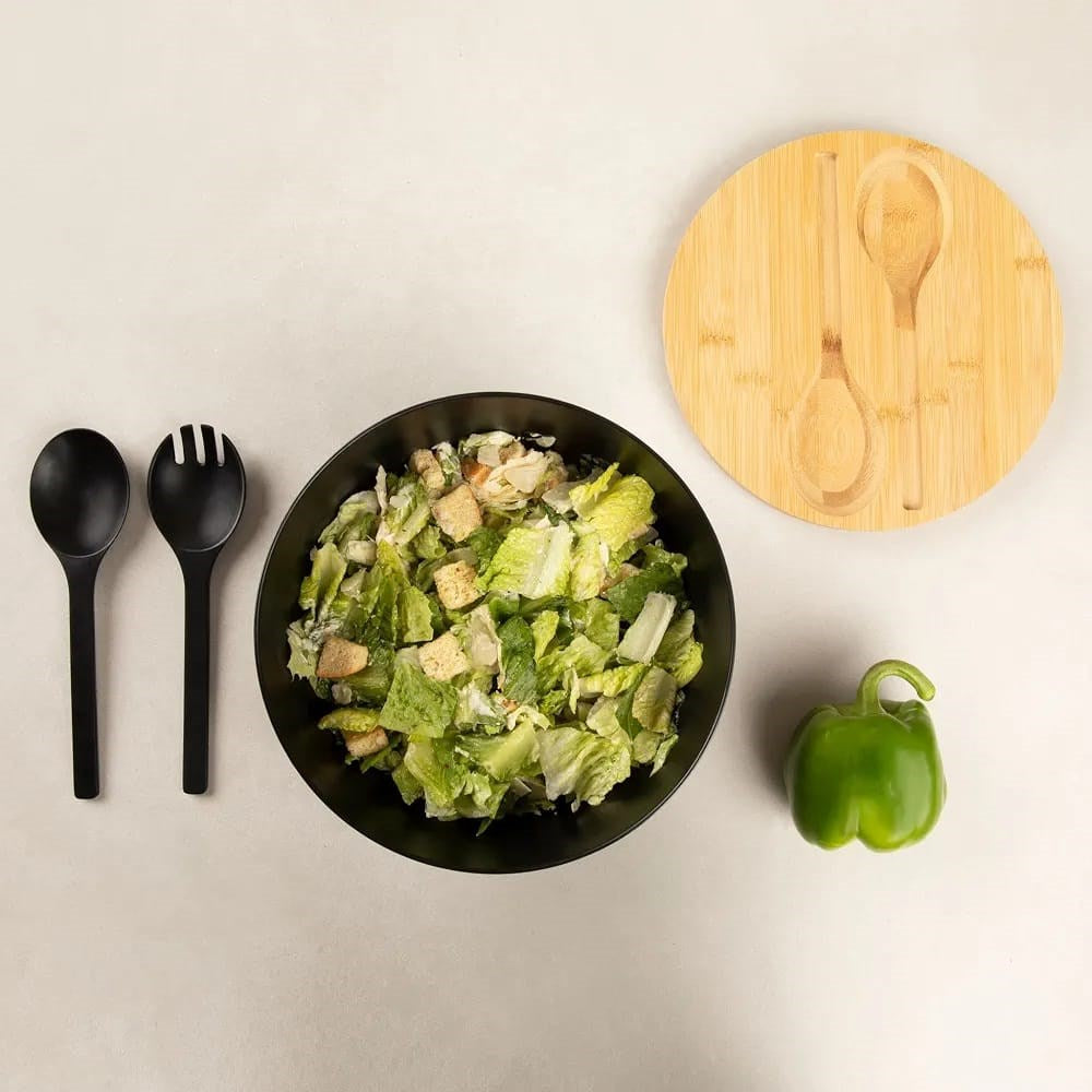 Salad Bowl Set with Bamboo Lid & Serving Utensils | Full House Lebanon