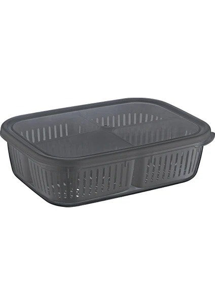 4-Compartment Storage Container with Drain Baskets