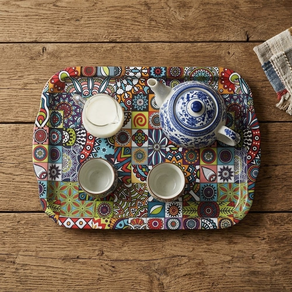 Metal  Rectangular  Printed Serving Tray