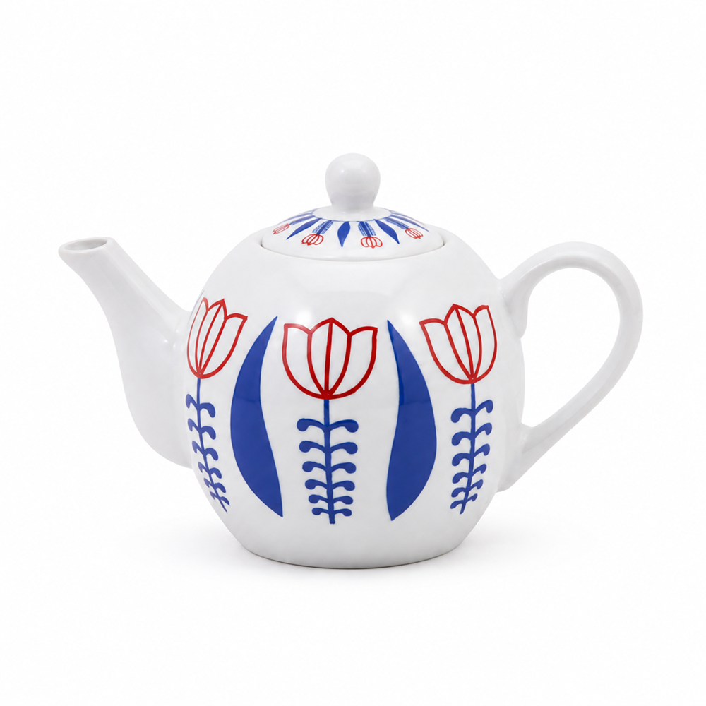 Tulip Pattern Ceramic Teapot