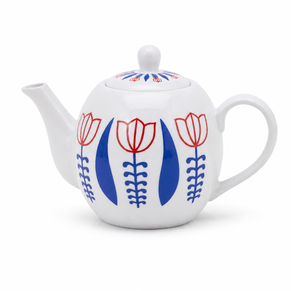 Tulip Pattern Ceramic Teapot