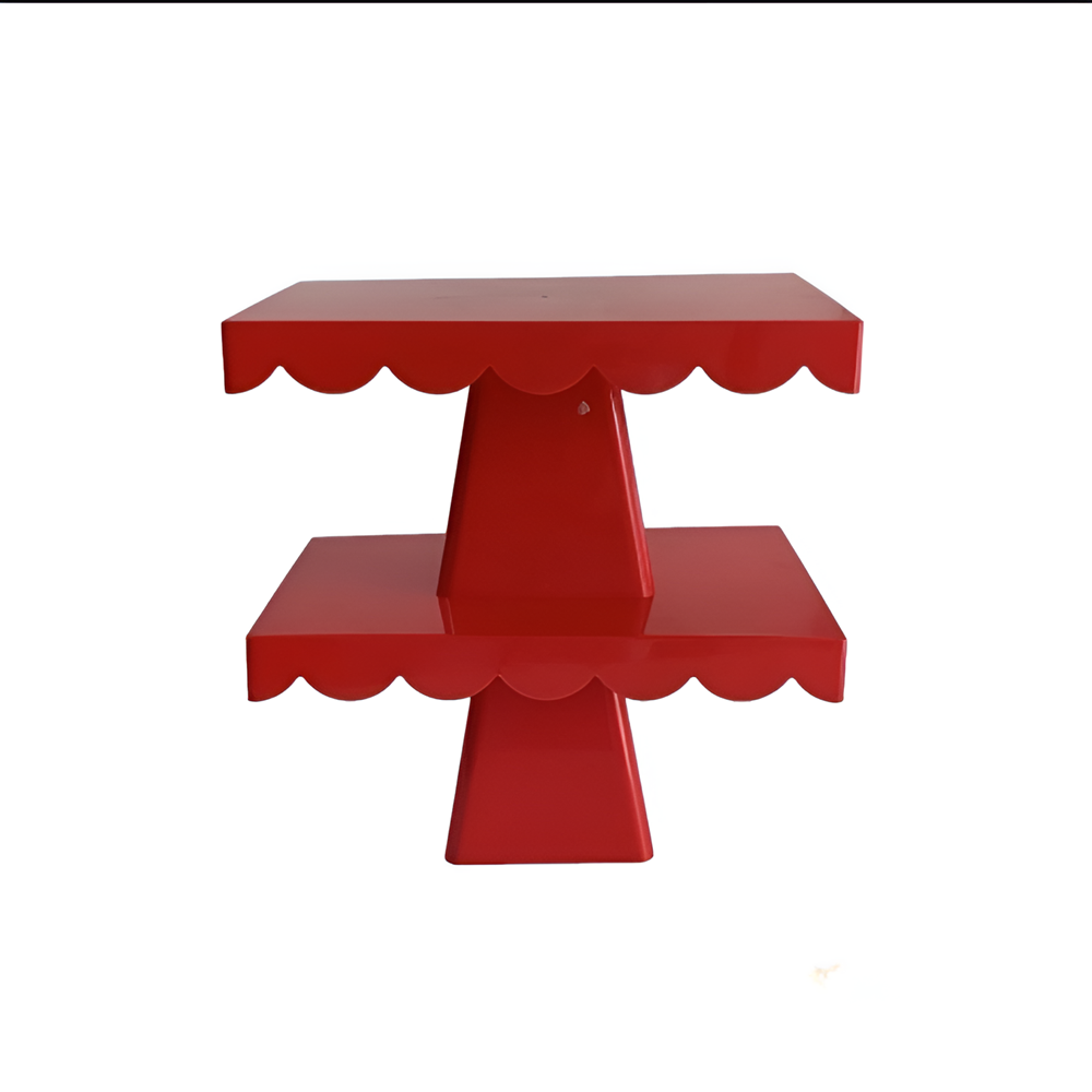 Rectangular Cake Stand with Scalloped Edge - Off White | Full House Lebanon