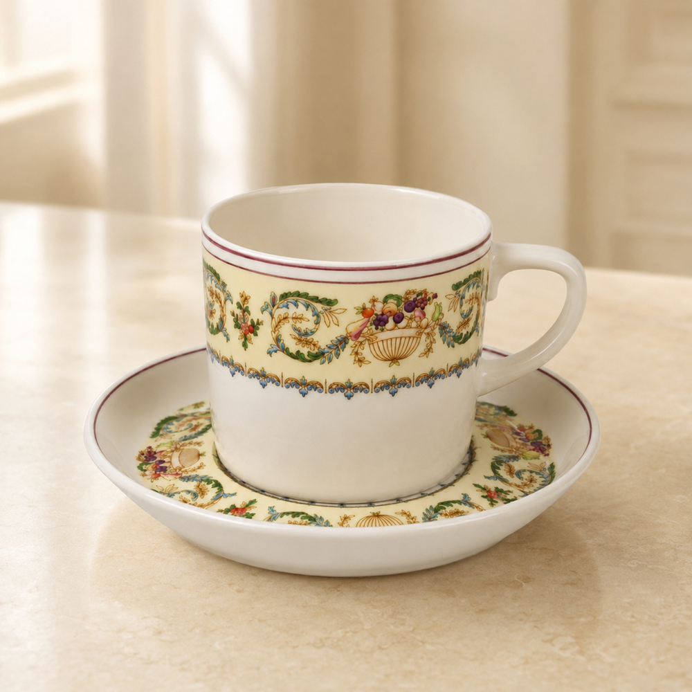 Vintage Floral Espresso Porcelain Cup & Saucer Set | Full House Lebanon