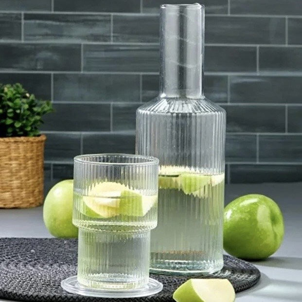 Ribbed Plastic Carafe  Set | Full House Lebanon