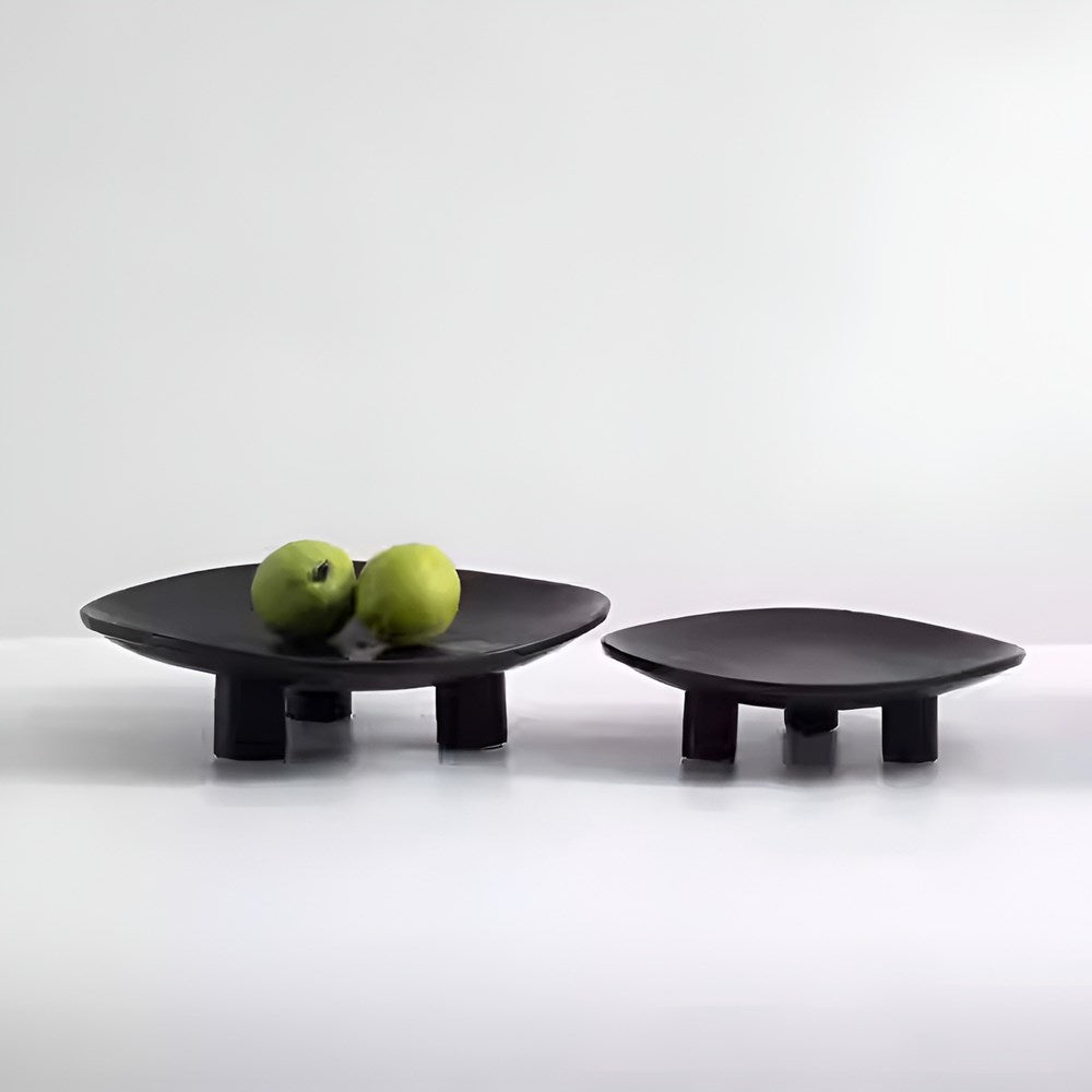 Matte Pedestal Display Tray - Small, Black | Full House Lebanon