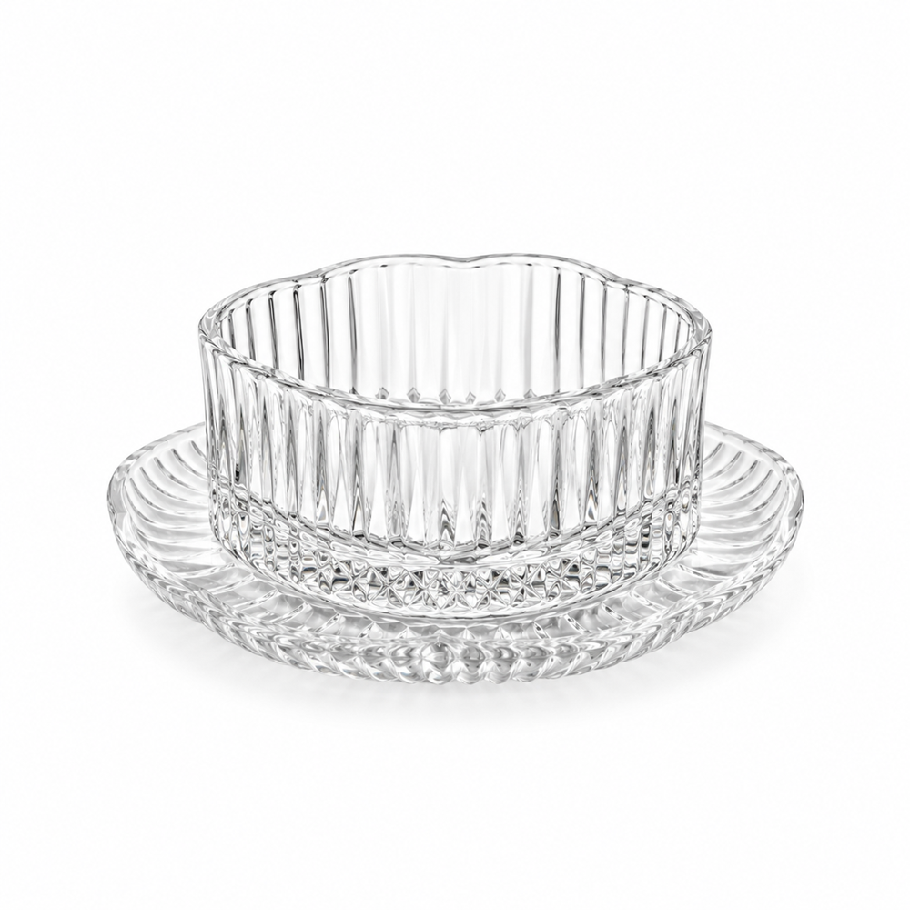Glass Dessert Bowl & Saucer Set – 12 Pieces