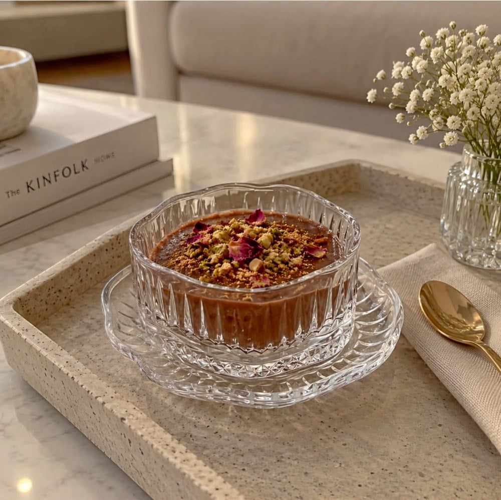 Glass Dessert Bowl & Saucer Set – 12 Pieces | Full House Lebanon