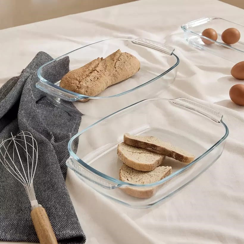 Dosthoff 3-Piece High Borosilicate Glass Bakeware Set with Lids | Full House Lebanon
