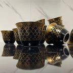 Shaffeh Black & Gold Coffee Cup Set (Dozen) | Full House Lebanon