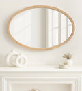 Oval Wall Mirror with Wooden Frame - Small | Full House Lebanon