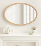 Oval Wall Mirror with Wooden Frame - Small | Full House Lebanon