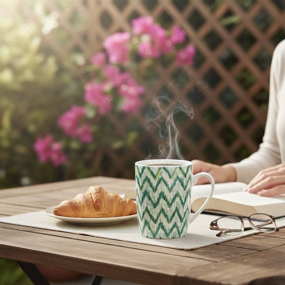 Green  Patterned Porcelain Mug | Full House Lebanon